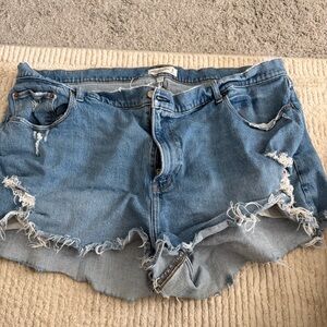 Abercrombie Curve Love Blue Distressed Denim Women's Shorts